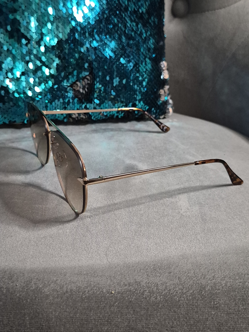 Gold Frame Gradient Lens Women's Sunglasses - Unbranded